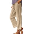 thumbnail image 1 of Dealovy Womens Cotton Linen Pants Plus Size Elastic High Waisted Solid Color Lightweight Summer Trousers, 1 of 6