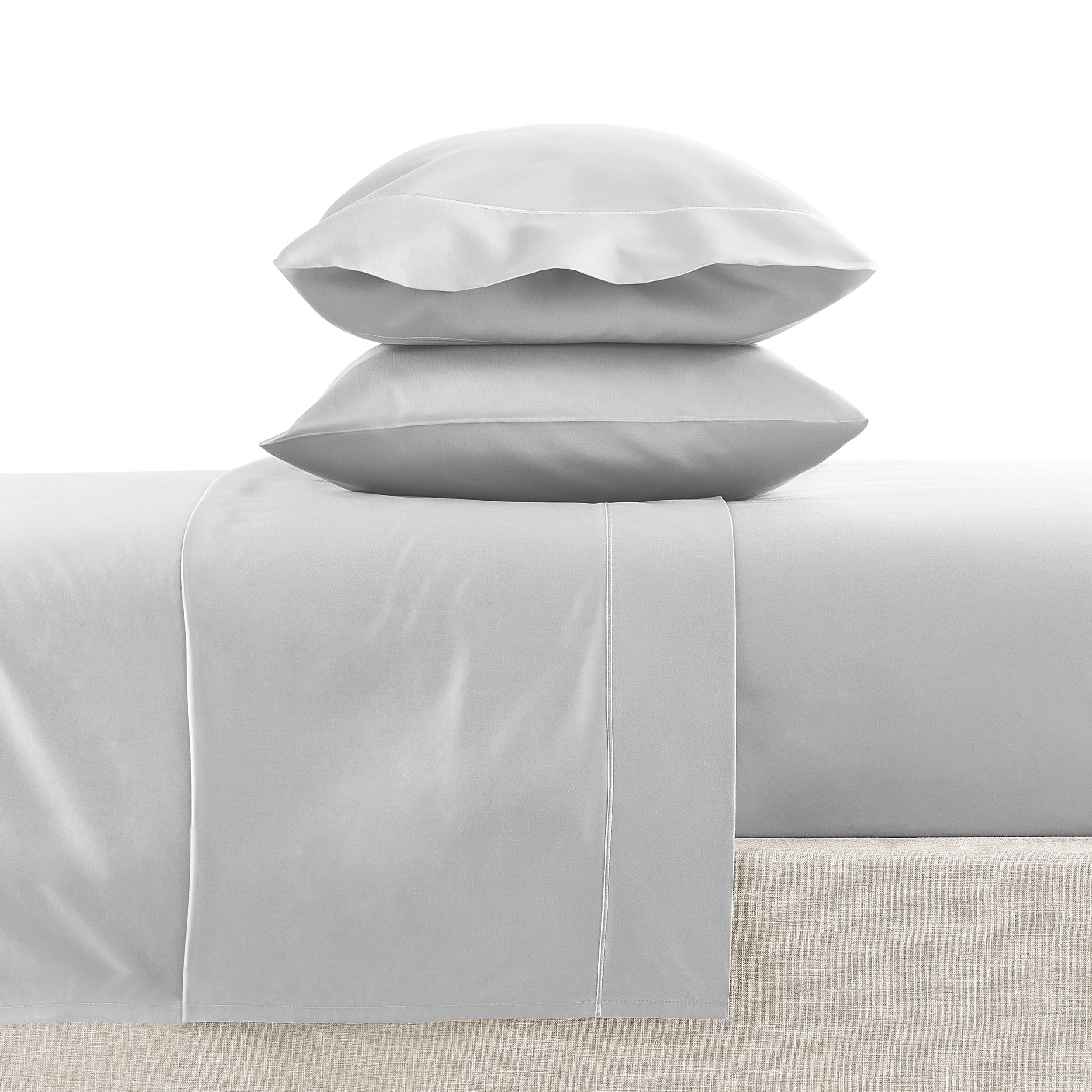 Ensemble de draps pour lit adulte en coton égyptien gris 600 contexture, 4 pièces, hotel style, grand lit - Poche profonde