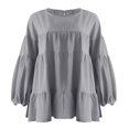thumbnail image 4 of Babysbule Liquidation Haut d'Été pour Femmes Blouse à Manches Longues Lanterne à Col Rond pour Femmes Hauts, 4 of 8