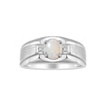 thumbnail image 1 of RYLOS Men's Rings Sterling Silver Classic 7X5MM Oval Gemstone & Diamond Ring Opal October Birthstone Rings For Men, Silver Rings, Size 11, 1 of 7