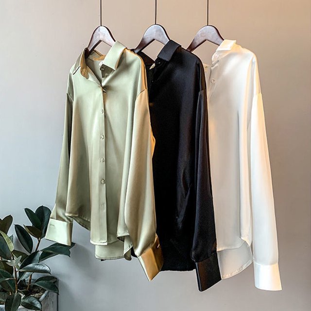 Chemise Boutonnée Style Décontracté pour Femmes Voyage Vacances Festival Randonnée Travail Réunion Polyester Blouse à Revers Manches Longues Vêtements Vêtements Blanc m