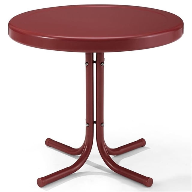 Afuera Living Table d'Appoint de Patio Moderne en Métal, Fini Rouge Vif Lustré