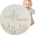 thumbnail image 4 of <p>Baby Announcement Sign, Hello World Baby Sign Photo Prop Commemorate Round Decor 5.9in Basswood  For Shower</p>, 4 of 7