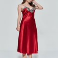 thumbnail image 2 of Pyjama en Satin de Soie pour Femmes, Col en V, Longue Chemise de Nuit Sans Manches, 2 of 5
