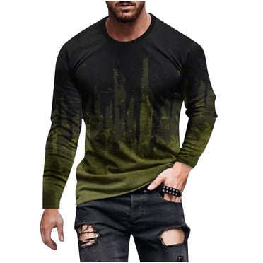 Meichang T-Shirt à Manches Longues pour Hommes Doux, T-Shirts Graphiques pour Hommes Tendance avec Imprimé Graffiti 3D, T-Shirts Mode à Col Rond Confortables à Manches Longues pour Hommes