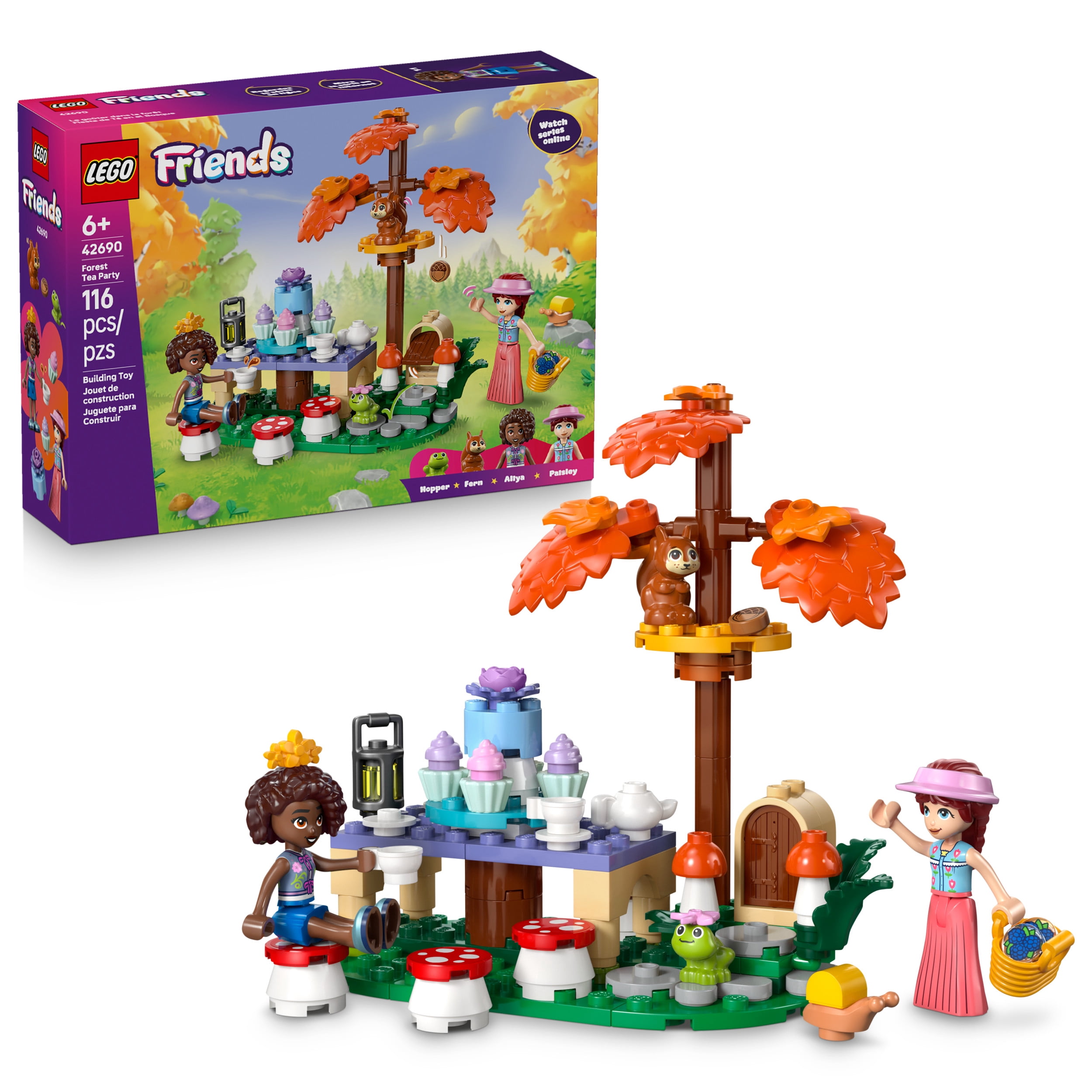 LEGO Friends Forest Tea Party - Building Toy for Girls & Boys, Ages 6+ - Toy Figures & Playset for Kids - Includes 2 Minidolls, a Frog & a Squirrel - Gift for Birthdays - 42690