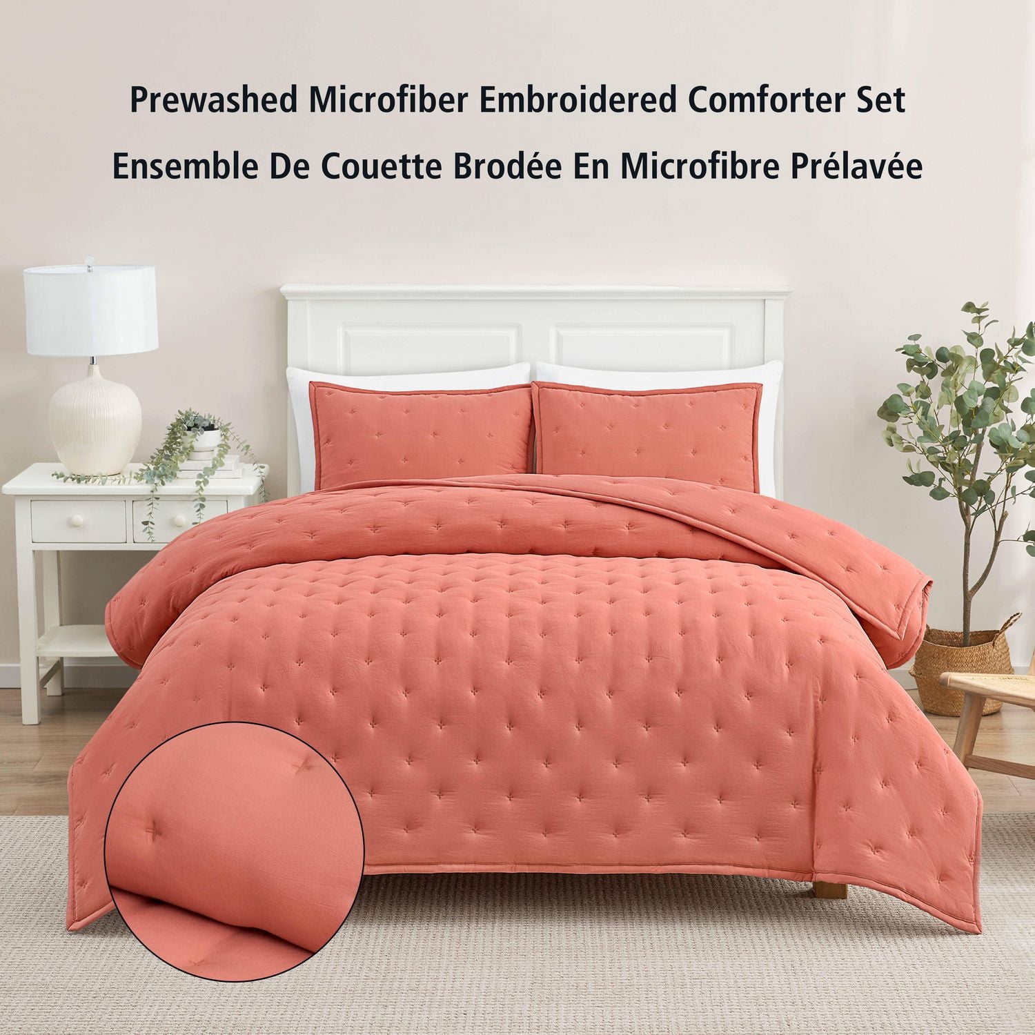 Ensemble de couette Mainstays format Simple/Simple XL, doux, léger et toutes saisons, 2 pièces, orange terre cuite