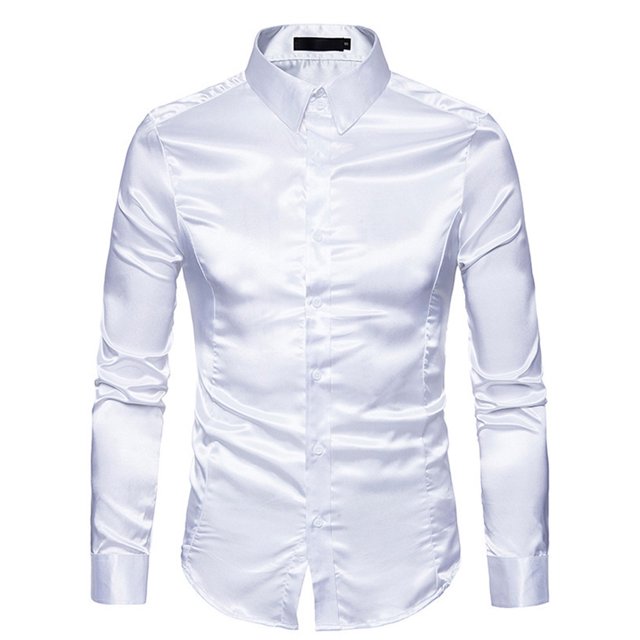 maskred Long Sleeve Tops For Men - Functional Anti-wrinkle Sustainable And Chic Good Cut For Normal Body Casual Work Shirt white M