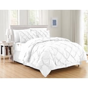 Mocassi Comforter Set, 8-Piece Pintuck Down Alternative, Soft & Plush Bedding Set Perfect for Any Bed Room, King/California King Size, White
