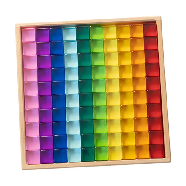 Tachiuwa Acrylic Cubes Blocks Set Clear Rainbow Acrylic Gemstone Cubes for 100pcs