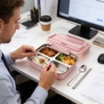 thumbnail image 4 of Boîte à Bento Compartimentée en Acier Inoxydable - Récipient Alimentaire Hermétique, Préparation des Repas Sécuritaire et sans Fuite, Rose, JKODE, 4 of 8