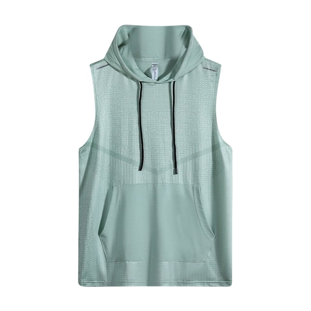 Timegard Workout Top for Men Athletic Breathable Sleeveless Hoodies Pullover Lightweight Running Tank Top