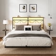 thumbnail image 2 of GUNAITO Full Size Floating Bed Frame Metal Platform Bed with LED Lights & Charging Station Modern Bed with Headboard and Under-bed Storage Black, 2 of 6