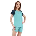 thumbnail image 3 of Inkmeso Solid 2 Pc Nightwear Set For Women Raglan Sleeves Button-Down Top & Shorts Sleepwear-77, 3 of 7