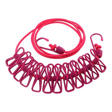 TopLLC Outdoor Camping Travel Home Retractable Clothesline With Clips Clothesline Portable Windproof Non-slip Drying Rope 12 Clips