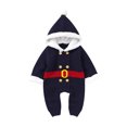 thumbnail image 1 of Honganda Infant Christmas Hooded Romper with Double-Breasted, Fur Ball, 1 of 9