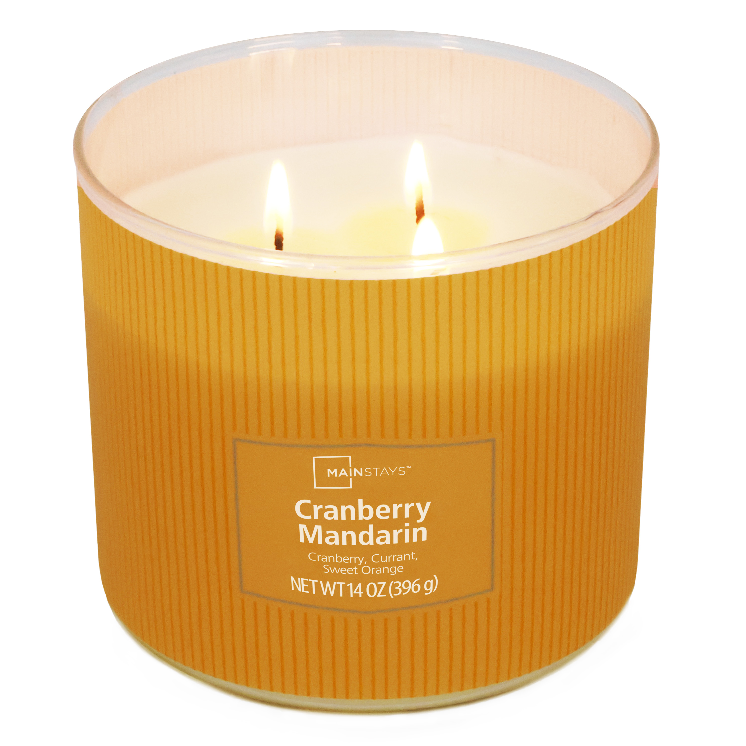 1. Bougie parfumée Mainstays à 3 mèches, enveloppée texturée Canneberge mandarine, 14 oz