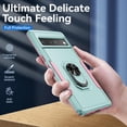 thumbnail image 3 of KOMI for Google Pixel 8 Case with Screen Protector, Built in 360°Adjustable Ring Kickstand Military Protective Armor ShockProof Cover - Green, 3 of 5