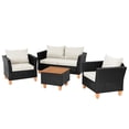 thumbnail image 1 of Costway 4 PCS Wicker Patio Furniture Set with Removable Cushions Storage Coffee Table White, 1 of 1