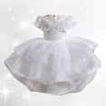 thumbnail image 2 of LUOGENLI Robe Robe en Maille pour Enfants Robe Robe Élégante Petite Fille Jupe Maxi avec Short en Dessous Blanc 4-5 Ans, 2 of 9
