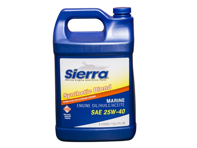 Sierra Marine Oil 18-9440-3 Marine Series; SAE 25W-40; Synthetic Blend; 4 Liter Jug; Single; 4-Stroke Marine Engine Oil; NMMA FC-W/API-SL Certified