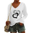 thumbnail image 2 of CEHVOM T-Shirt à Manches Longues à Col en V Imprimé Décontracté pour Femmes, Chandail, Hauts, Liquidation, 2 of 4