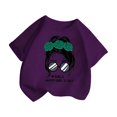 thumbnail image 3 of LUOGENLI T-Shirt pour Filles Enfant Filles Mignon Graphique Imprimé Col Rond Manche Courte Tee Été Décontracté T-Shirt Hauts Chemises en Jean pour Filles Denim Long Violet 9-10 Ans, 3 of 5