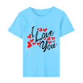 thumbnail image 4 of Pisexur Valentines Day T-shirt Top T-shirt à Manches Courtes Imprimé Amour de la Saint-Valentin pour Femmes, Col Rond, 4 of 5