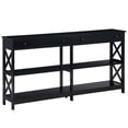 thumbnail image 1 of Convenience Concepts Oxford 60" 2 Drawer Console Table with Shelves, Black, 1 of 6