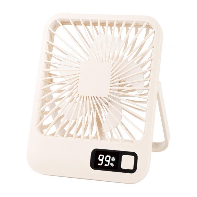 Abbracc Desk Fan Quiet Portable Rechargeable 5 Speeds Summer Cooling Fans Table Fan Mini Beige