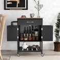 thumbnail image 2 of Gymax Rolling Kitchen Island Cart w/ Drawer 2-Door Storage Cabinet Bottom Tray Black, 2 of 9