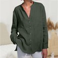 thumbnail image 2 of Penkiiy Womens Button Down Shirt 2024 Casual Long Sleeve Solid Color Shirts Loose Work Tops with Pockets 2XL Army Green, 2 of 6