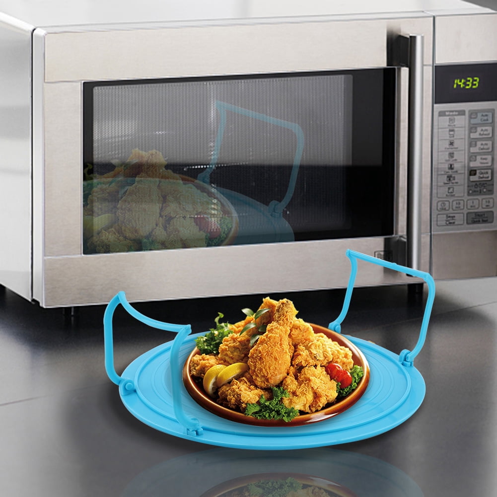 Plateau de four à micro-ondes Multifonctionnel en plastique four à micro-ondes chauffage en couches grille à vapeur plateau de cuisson grille(bleu)