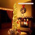 thumbnail image 2 of Gymax 8 FT Pre-Lit Artificial Christmas Tree Slim Pencil Xmas Tree w/ 591 Branch Tips, 2 of 10