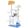 thumbnail image 1 of Petsite Ocean-themed Cat Tree Tower with Sisal Covered Scratching Posts Condo Perch Hammock, 1 of 10