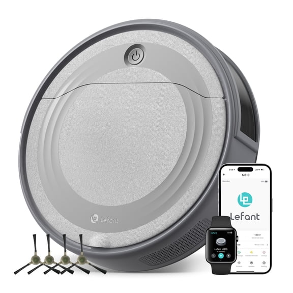 Lefant M310 Aspirateur Robot, Aspiration Puissante de 4500 Pa, Système de Filtration PreciseNense Refuge, Format Mini, Autonomie de 160 Minutes, Contrôle par Application, Voix et Télécommande, Idéal pour les Poils d'Animaux et les Sols Durs.