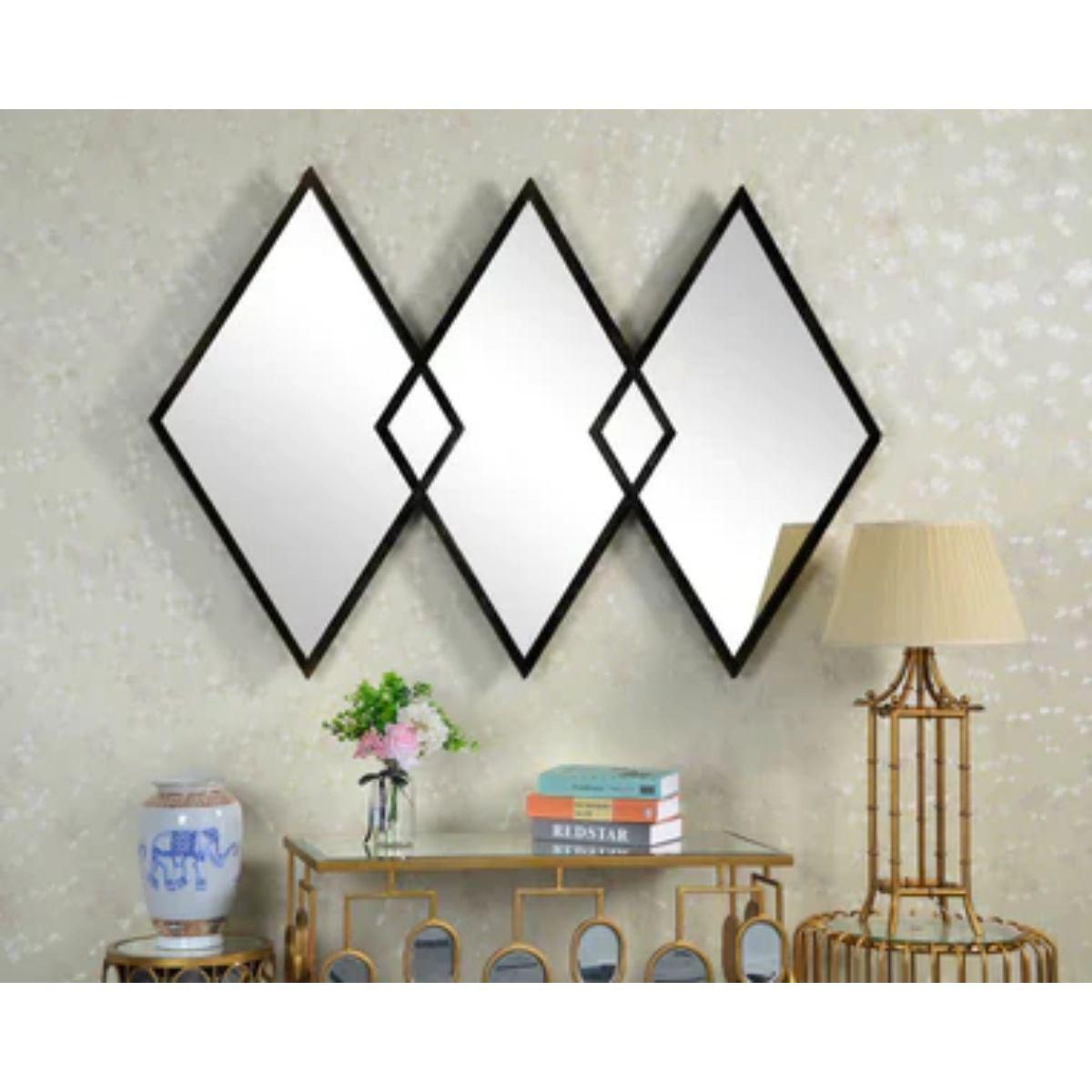 Miroir Rhombus Trio de couleur noire