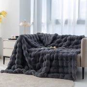 HLONK Shaggy Faux Fur Weighted  15 lbs for Adult  Soft Luxury Fuzzy Long Fur Heavy  Throw for Twin/Full Size Bed and Couch - 48”×72”  Cream White