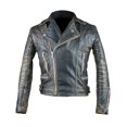 thumbnail image 4 of Distressed Black Leather Motorcycle Jacket Mens With Multiple Zipper Pockets Mens Black Leather Biker Jacket Double Rider Leather Jacket Men size XXL, 4 of 5
