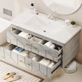 thumbnail image 1 of 36 inch Bathroom Vanity with Sink Combo, Floating Bathroom Vanity with Ceramic Basin, 2 Large Drawers with Gold Handle, Soft-Close Design, Easy Assembly, Grey, 1 of 6