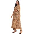 thumbnail image 4 of Oussum Robe Kaftan Longue Tribale Brun Pâle en Polyester Grande Taille pour Femmes, 4 of 7
