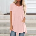 thumbnail image 2 of Haut T-shirt Blouse d'Été pour Femmes Uni à Col Rond, Coupe Ample, Manches Courtes, 2 of 5