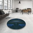 thumbnail image 4 of Ahgly Company Machine Washable Indoor Square Transitional Blue Jay Blue Area Rugs, 6' Square, 4 of 7