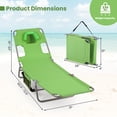 thumbnail image 3 of Gymax 2PCS Tanning ChairFolding Beach Lounge Chair w/5-Position Adjustable Backrest Green, 3 of 10