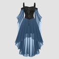 thumbnail image 2 of Robes Style Gothique pour Femmes Grande Taille Robe Midi Élégante avec Manches Évasées en Chiffon Tenue de Soirée Ourlet Irrégulier, 2 of 5