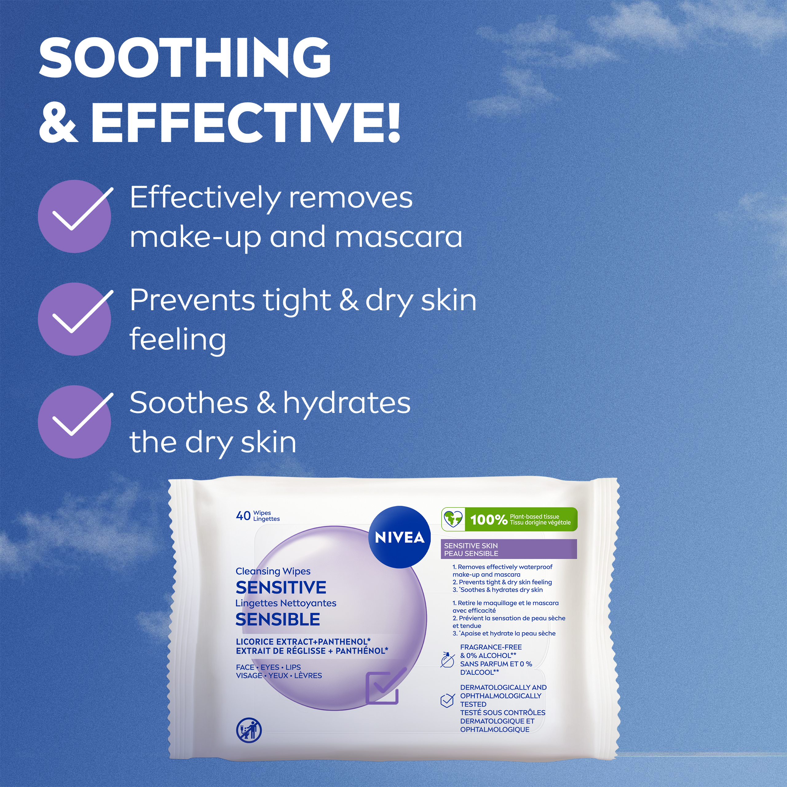 NIVEEA Lingettes Nettoyantes 3-En-1 Biodégradables pour Peau Sensible