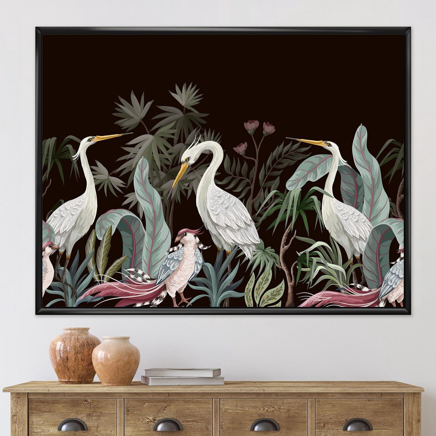 Designart Chinoiserie Aux Oiseaux Et Pivoines III ART MURAL À CADRE FLOTT