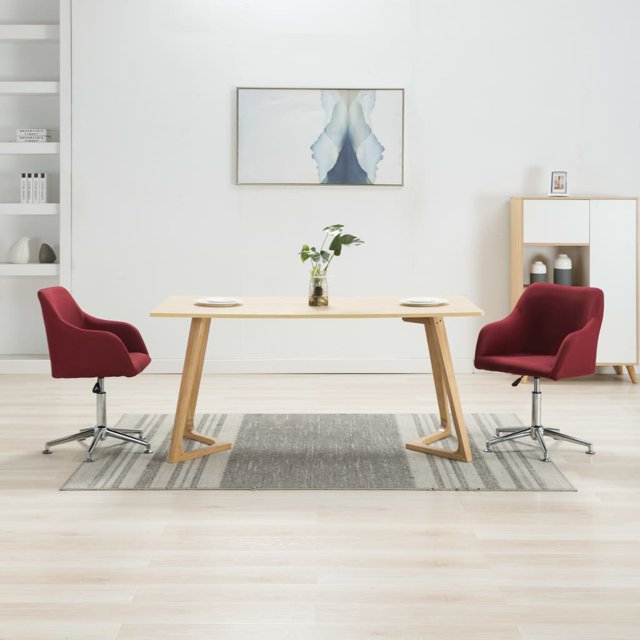 vidaXL Chaises de Salle à Manger Pivotantes 2 Pcs Tissu Rouge Vin