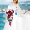 thumbnail image 4 of ziyahi Elegant Wedding Bouquets for Bride Waterfall Shape Handmade Decor Red, 4 of 9