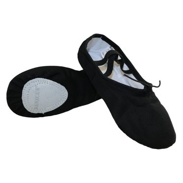 Danzcue Ballet Slipper Women's Canvas Split Sole Ballet Shoes, Black, 5 M